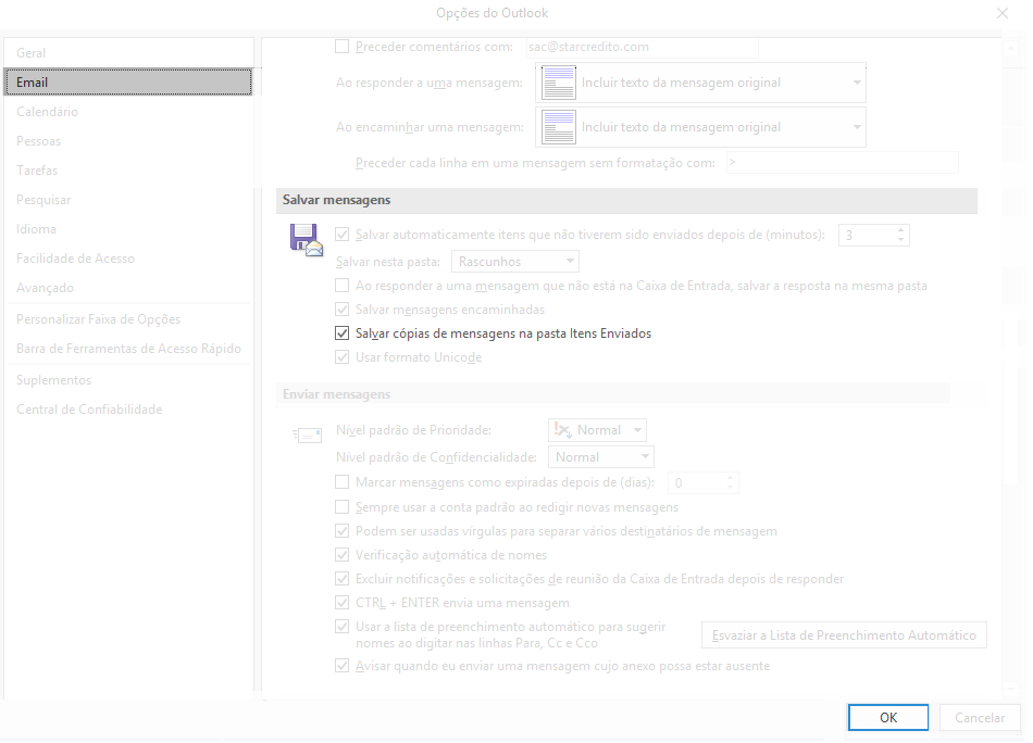 Como resolver o Erro 0x80040119 Pasta itens enviados no Outlook